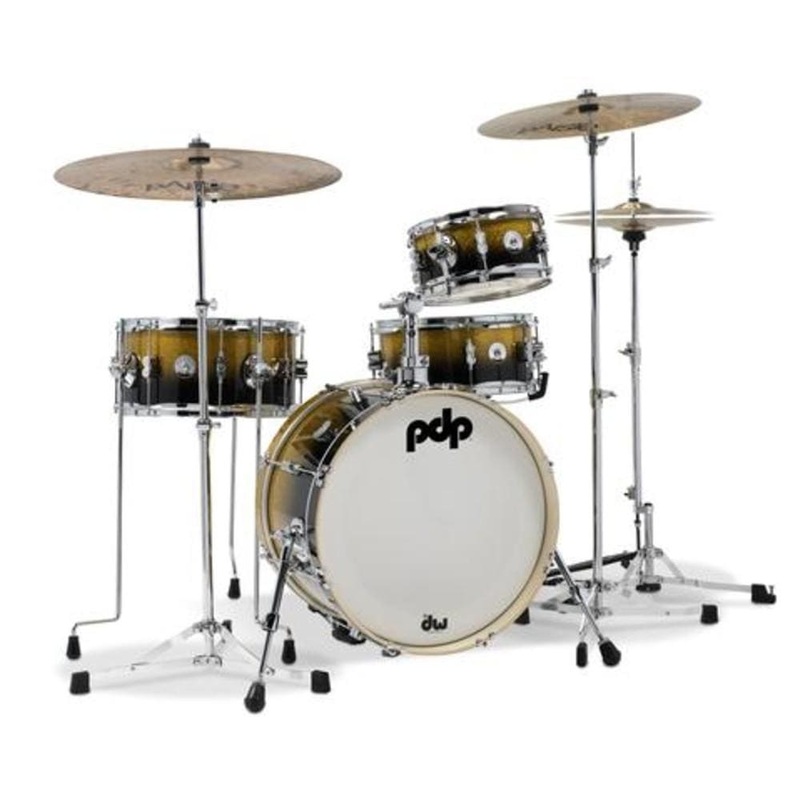 Dw Drum Workshop PDDJ1804YBPK PDP 4-Piece Daru Jones New Yorker Acoustic Drum Set With Bag- Gold to Black