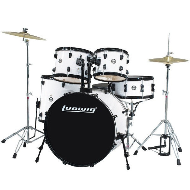 Ludwig Accent Drive White Acoustic Drum Kit - 5 Piece
